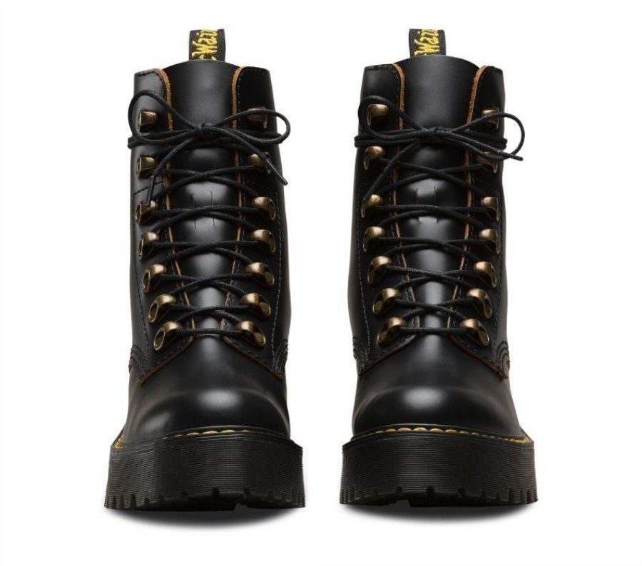 Black Vintage Smooth Dr.Martens Leona Vintage Heeled Boot