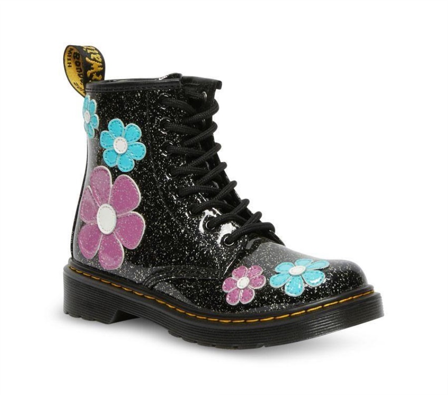 Black Dr.Martens Junior 1460 Glitter Patent