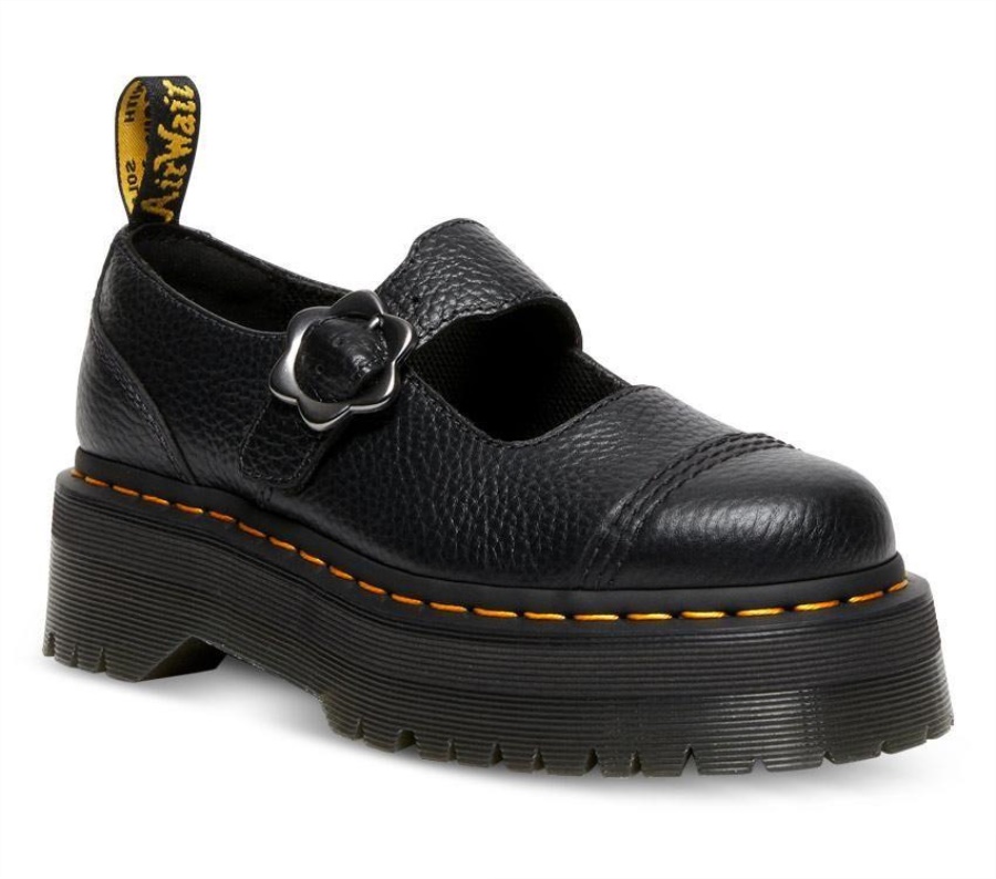 Black Milled Nappa Dr.Martens Addina Quad Flower