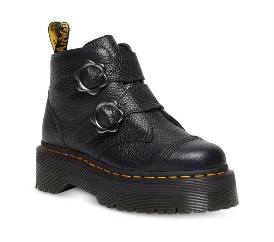 Devon Flower 2 Strap Dr.Martens Black Milled Nappa