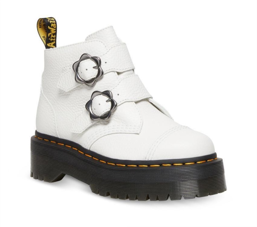 Dr.Martens Devon Flower 2 Strap White Milled Nappa