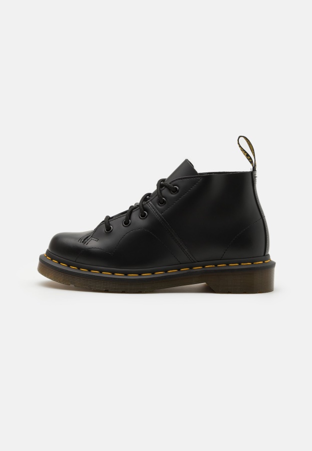 Black Smooth Dr.Martens Church Monkey Boot Unisex Lace Up Ankle Boots
