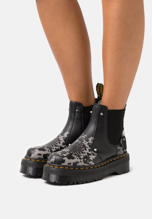 Black Backhand Dr.Martens 2976 Quad Platform Ankle Boots