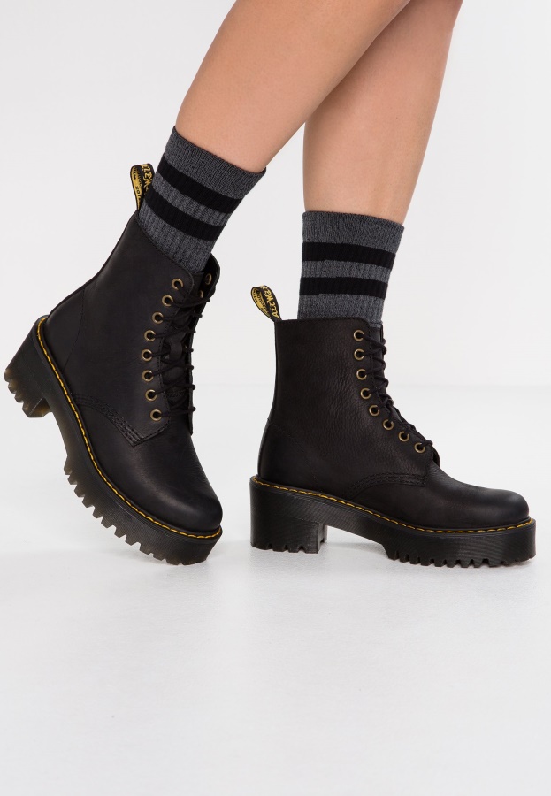 Black Dr.Martens Shriver Hi 8 Eye Boot Platform Ankle Boots